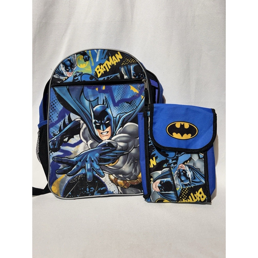 DC Batman Backpack with Insulated Lunch Bag, 16" Bag